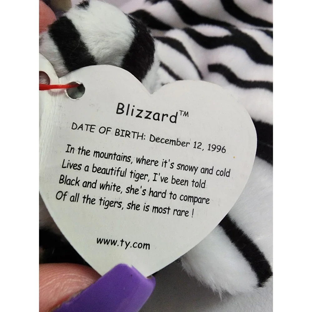 Ty Beanie‎ Babies Blizzard The White Tiger Red Star Tag